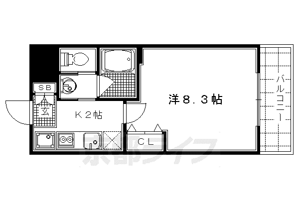 メルヴェイユ四条(1K/2階)の間取り写真