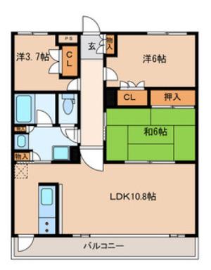 欅ハイム2番館(3LDK/1階)の間取り写真