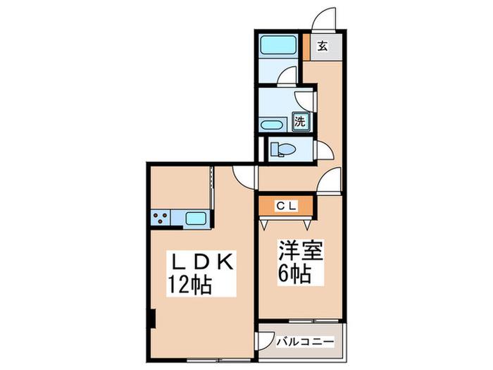アニマリート・ミネ(1LDK/2階)の間取り写真