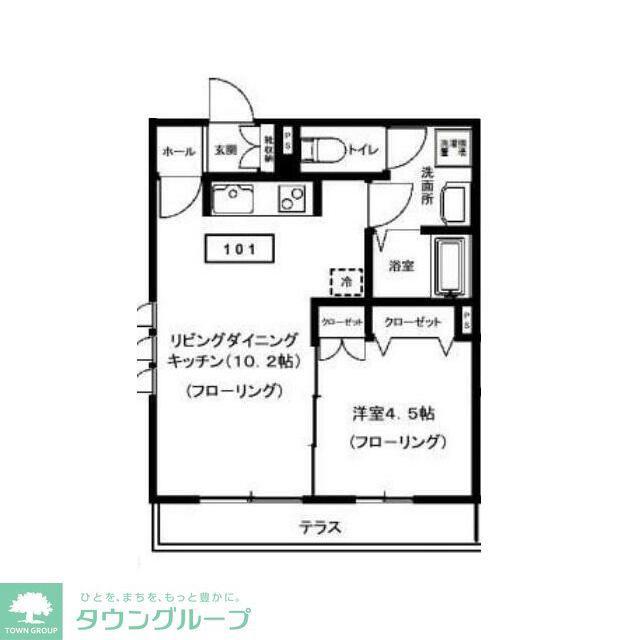 ホワイトヒルズ国立(1LDK/1階)の間取り写真