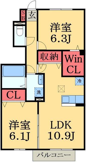 レムロード・M(2LDK/1階)の間取り写真
