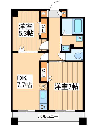 ケーエス柿生(2DK/3階)の間取り写真