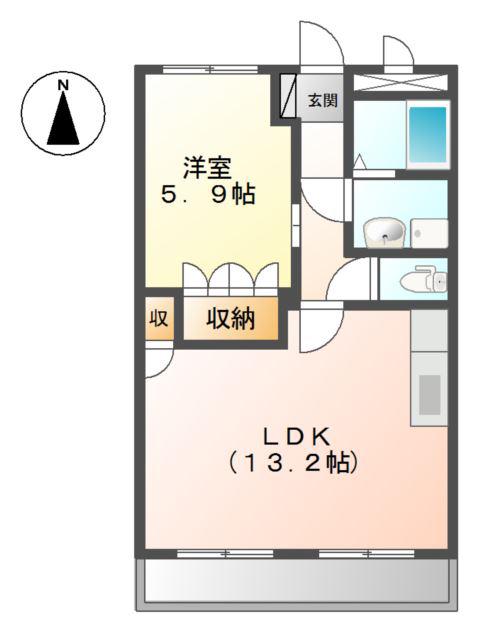 グリーンハイム新守山(1LDK/1階)の間取り写真