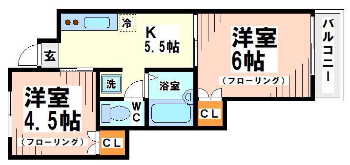 メゾンイサム(2DK/2階)の間取り写真