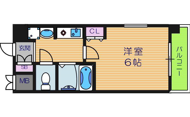 ラナップスクエア上本町(1K/9階)の間取り写真