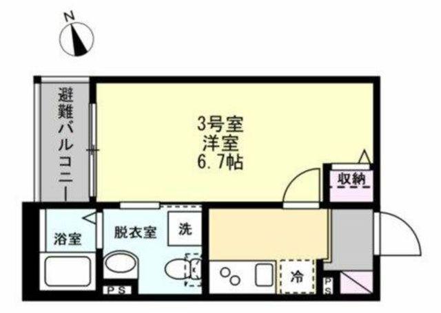 ベイルーム横浜片倉町(1K/2階)の間取り写真