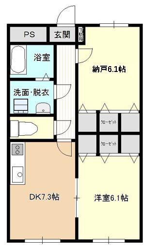ブレインマンション(1SDK/1階)の間取り写真
