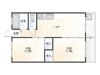 ユーアイハイツ(2LDK/1階)の間取り写真