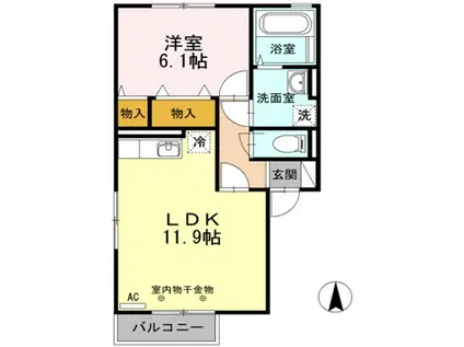 アルカンシェル B(1LDK/1階)の間取り写真