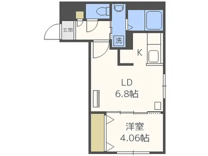 エヴァ麻生(1LDK/4階)の間取り写真