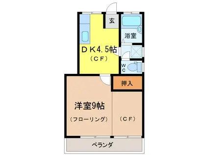東浜ビル(1DK/3階)の間取り写真
