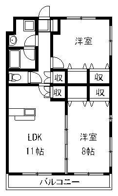 ブルーミングⅡ(2LDK/2階)の間取り写真