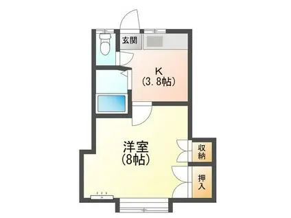 メゾンフェニーチェ(1K/2階)の間取り写真