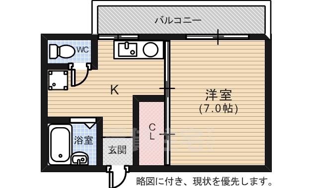 ラクープABE(1K/5階)の間取り写真