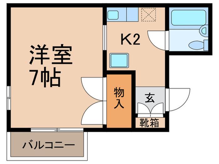ハイツくがい(1K/2階)の間取り写真