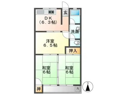 大栄マンション(3DK/3階)の間取り写真