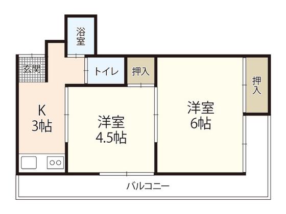 尾崎ビル(2K/3階)の間取り写真