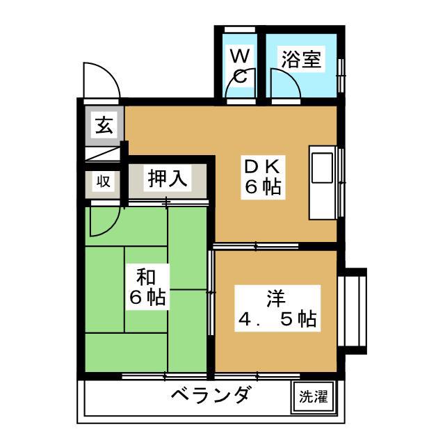 クレール高野(2DK/2階)の間取り写真
