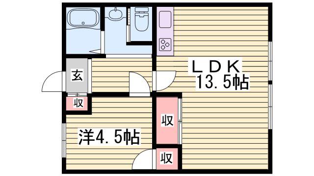 サンシティ小坂(1LDK/1階)の間取り写真