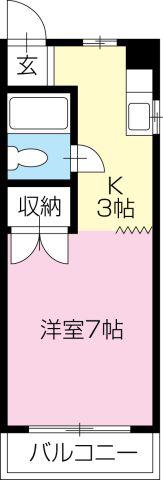 コーポ福島(1K/4階)の間取り写真