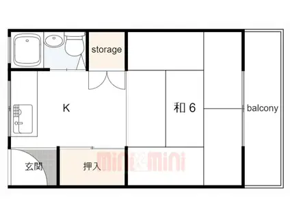 明生ビル(1K/4階)の間取り写真