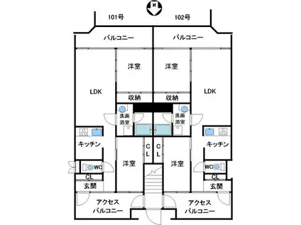 五葉松公園前(2LDK/1階)の間取り写真