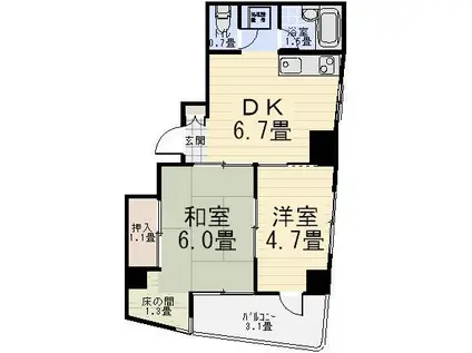 阪上ロイヤルハイツ第2(2SDK/8階)の間取り写真