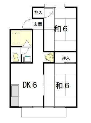 セジュールゆうN(2DK/2階)の間取り写真