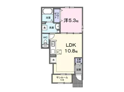 パークハイツ K(1LDK/2階)の間取り写真