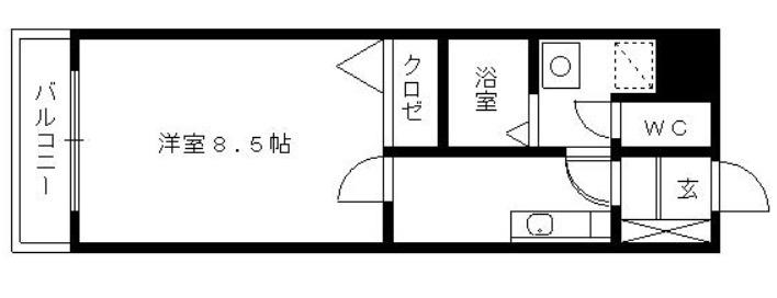 サンセットヒルズ(1K/4階)の間取り写真