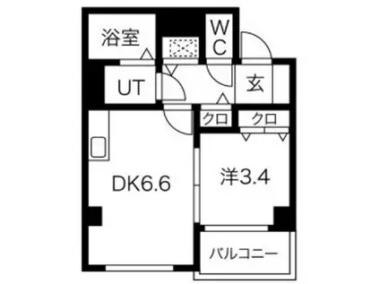 グランヴィータ(1DK/2階)の間取り写真