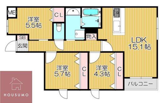 GRAND STEADY 桜の町(3LDK/1階)の間取り写真