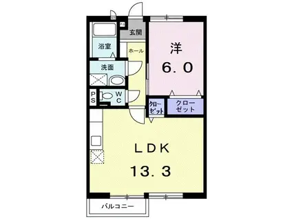 サンヒルズ蔵屋敷B(1LDK/2階)の間取り写真