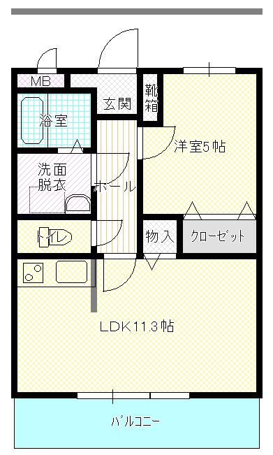 コンフォルトK(1LDK/2階)の間取り写真