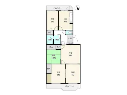 鳩里団地5号棟(5DK/3階)の間取り写真