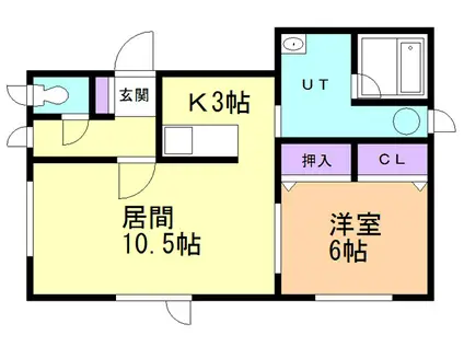 東町グレイスタウン E(1LDK/1階)の間取り写真