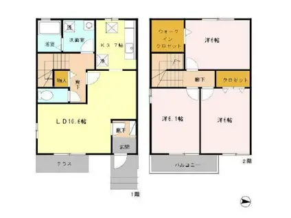 ドミール・カノン A(3LDK/1階)の間取り写真