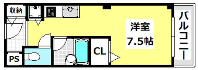カースル安田(ワンルーム/2階)の間取り写真