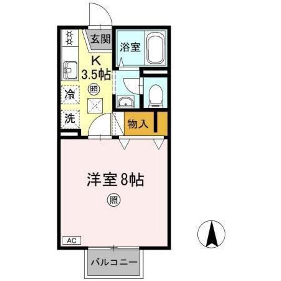 メゾンたちばなC棟(1K/1階)の間取り写真