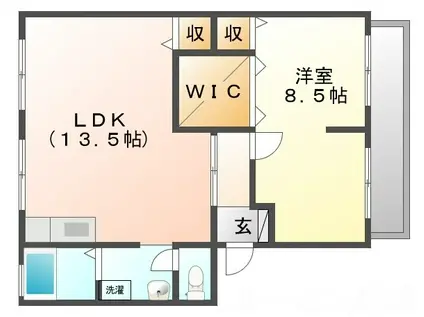 ハイツサンライフ C棟(1LDK/1階)の間取り写真