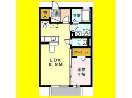 エスポア(1LDK/2階)の間取り写真