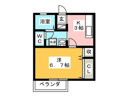FONTANA(1K/2階)の間取り写真