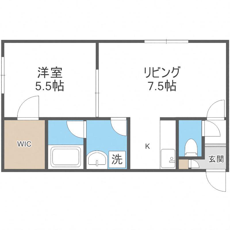 ステージノア東札幌(1LDK/2階)の間取り写真