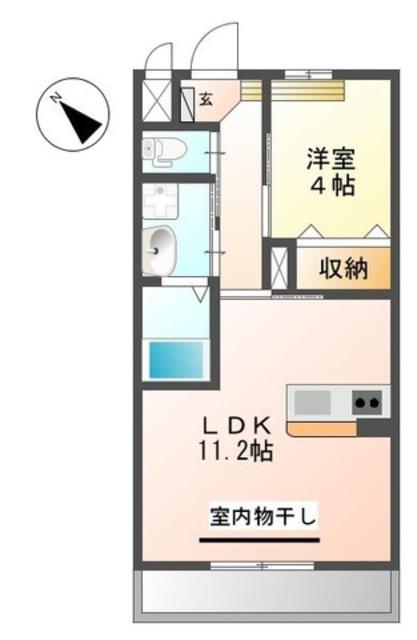 ヴィバーチェ(1LDK/2階)の間取り写真
