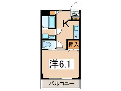 ライフモリ2号館(1K/1階)の間取り写真