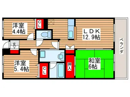 グレースコート志村(3LDK/5階)の間取り写真