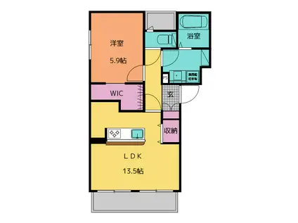 ゴールドベル(1LDK/1階)の間取り写真