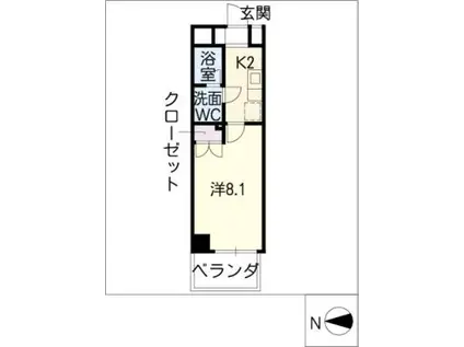 AMBER HOUSE(1K/7階)の間取り写真