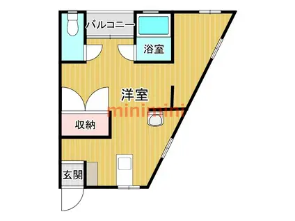 清風荘(ワンルーム/1階)の間取り写真