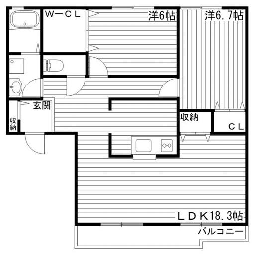 アベニュー(2LDK/1階)の間取り写真
